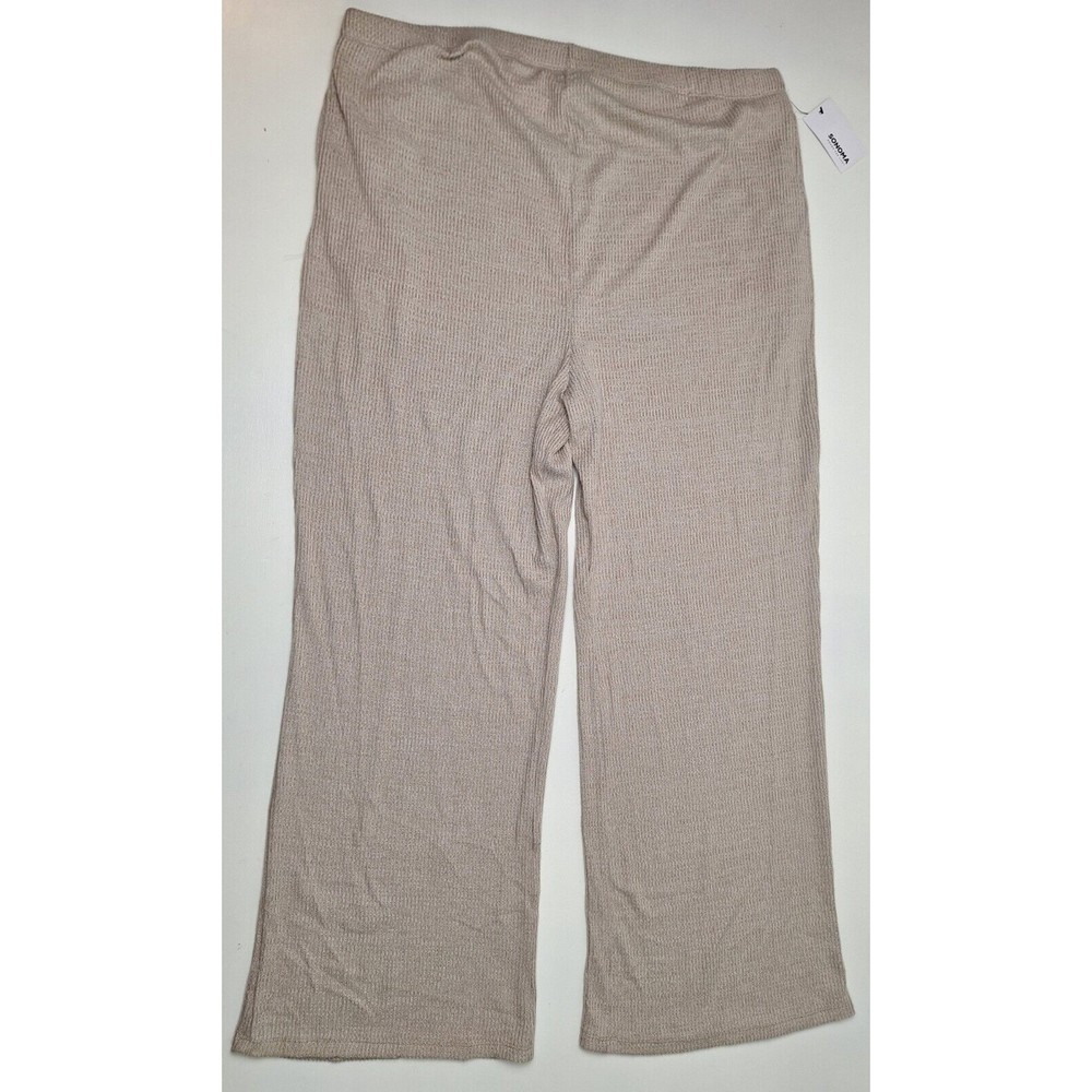 Sonoma Maternity Lounge Pajama Pants Wide Leg Beige Soft Knit w/Pockets - Sz. XL